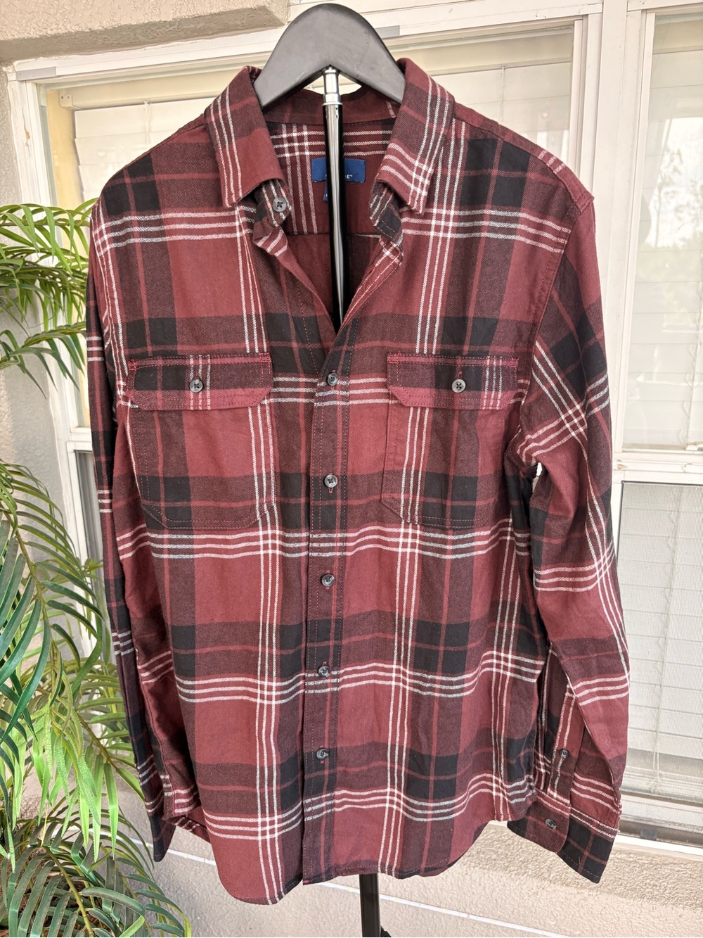 George Red & Black Plaid Button-Up Shirt